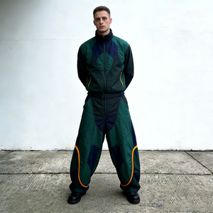 Survêtements d'hiver pour hommes, deux pièces, blocs de couleur contrastés, passepoil, fermeture éclair, pantalon large, mélange de nylon, respirant, écologique - Product Image 6