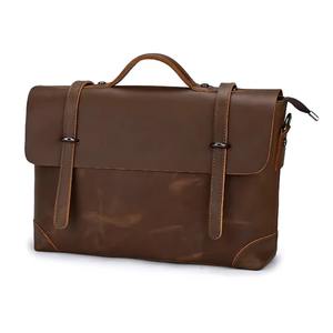 Bolso Mensajero para Portátil de Cuero Genuino, Moderno y Ecológico, de Alta Calidad, Estilo Vintage, Bandolera, Maletín para Viajes de Negocios - Product Image 1