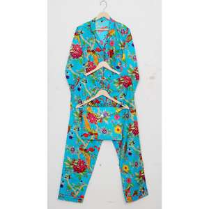 Conjunto de Pijama de Algodón 100% con Estampado Floral para Mujer, Cintura Elástica, Mangas Largas, Tela Suave y Transpirable, Uso en Varias Estaciones - Product Image 6