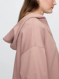 Sweat-shirts pour femmes sur mesure à col en V, couleur unie, 100% coton, 400 GSM, sweat-shirts pour femmes surdimensionnés à épaules tombantes - Product Image 5