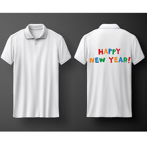 Polo Blanco para Hombre, Manga Corta, Estampado de Árbol de Navidad, Logotipo en la Espalda, Informal, de Punto, Algodón Transpirable, Corte Regular - Product Image 3