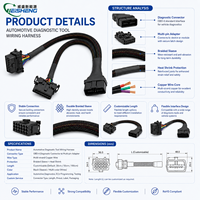 كابل تمديد OBD2 مخصص من 1 إلى 2، موصل ذكر 16 دبوس إلى أنثى مزدوجة، حزمة أسلاك لمعدات تشخيص المركبات