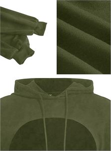 Sudadera con capucha corta verde oliva con detalle recortado, hombros caídos, manga larga, color sólido, informal, para otoño, para mujer - Product Image 5