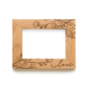 Custom Laser Engraved Wooden Photo <b>Frame</b> Handcrafted Natural Wood Picture <b>Frame</b> Wholesale Desktop Floral Decorative Photo <b>Frame</b> - Product Image 1