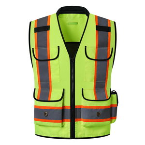 Gilet de sécurité réfléchissant haute visibilité unisexe, imperméable, certifié CE/EU, en maille polyester, vêtements de travail avec poches, fermeture réglable - Product Image 5