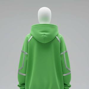 Sweat-shirt à capuche surdimensionné pour femme en tricot vert néon, style streetwear premium, esthétique cyber-tech, idéal pour l'hiver - Product Image 2