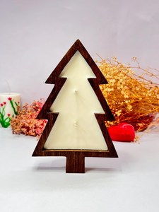 Cuenco de madera artesanal Curio Craft para árbol de Navidad y recipiente rústico para velas de cera de soja |   Decoración del Hogar - Product Image 2