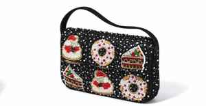 Bolso de Hombro Cuadrado Clásico Hecho a Mano con Cuentas para Mujer, Diseño de Pastel y Donut, Bolso de Moda de Lujo con Bordado de Cuentas para Boda - Product Image 2