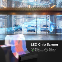 Película LED Transparente, Pantalla LED Flexible de Vidrio Transparente, Pantalla LED Adhesiva de Vidrio Transparente Cortable