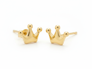 Pendientes de Corona de Oro Sólido de 14k para Mujer - Regalo Minimalista y Moderno para Bodas y Fiestas de Compromiso - Product Image 2