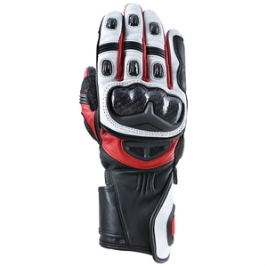 Guantes de Motocicleta de Cuero Completos, Negros, Rojos y Blancos, con Cierre de Cremallera, para Hombre, para Ciclismo y Conducción en Verano - Product Image 2