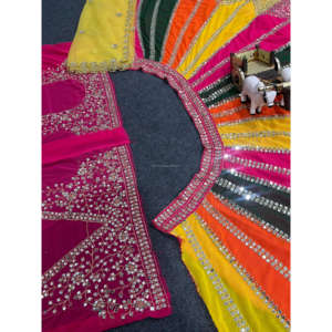 Qualité exceptionnelle 5 mètres de travail de broderie en vrai miroir évasé Lehenga Can-Can couches de toile tissu de broderie parfait - Product Image 1