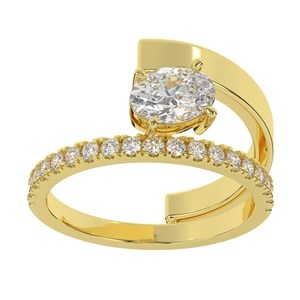Anillo de Plata S925 con Moissanita Ovalada Brillante, Diseño Abierto con Dos Filas, Regalo para Mujer, San Valentín - Product Image 2