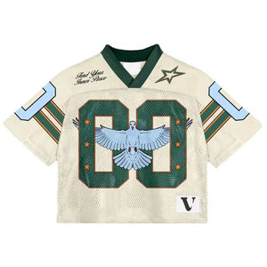 T-shirt vintage streetwear personnalisé en maille, coupe oversize et carrée, style maillot de hockey sur glace ou de football, pour homme, avec logo personnalisé - Product Image 6