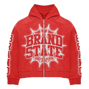 ชุดวอร์มกางเกงผ้าคอตตอนมีฮู้ดสำหรับผู้ชายชุดวอร์มกางเกงมีซิปรูดโลโก้แบบกำหนดเอง - Product Image 3