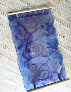 Luxury Abstract Resin Art Serving Tray with Handles, Handmade Modern Coffee <b>Table</b> <b>Vanity</b> Tray By Perfect Enterprises - Product Image 3