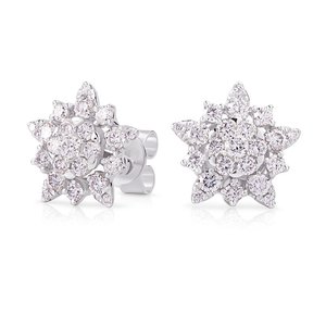 ต่างหูเพชรทรงดาว 1.1 กะรัต เพาะเลี้ยงในห้องปฏิบัติการ ได้รับการรับรองจาก IGI ตัวเรือนทอง 10 กะรัต ชุบโรเดียม ประดับด้วยดีไซน์ Dancing Halo แบบ 3-in-1 เครื่องประดับสุดหรู - Product Image 5