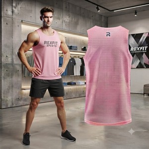 REXFITSPORTS 2026 Camiseta sin Mangas Personalizada con Logotipo para Hombre, Chaleco Deportivo Transpirable para Gimnasio, Ropa Deportiva de Marca Privada - Product Image 1