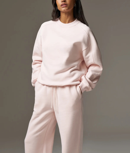 Ensemble de survêtement ample et surdimensionné pour femme, 100 % coton, molleton doux, respirant, col rond, prix bas - Product Image 4