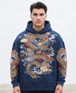 เสื้อฮู้ดสไตล์ญี่ปุ่น OEM ลายอนิเมะ พิมพ์ลายสตรีทแวร์ ผ้าคอตตอนเทอร์รี่ 100% ทรงโอเวอร์ไซส์ สไตล์พูลโอเวอร์ หนัก 500GSM เสื้อฮู้ดสำหรับฤดูหนาว - Product Image 1
