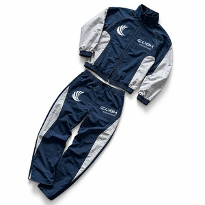 Unisex Tracksuit Set Navy Gray Full <b>Zip</b> Sporty <b>Joggers</b> With Side <b>Pockets</b> Breathable Polyester Autumn Wear Nylon Fabric - Product Image 4