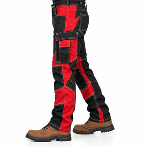 Latest Design Mechanic Insulated Black Red <b>Work</b> Cargo Pants With <b>Knee</b> <b>Pad</b> Pockets Utility Construction FR Welding Pants - Product Image 3