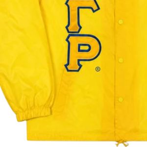 Yellow <b>Women's</b> Greek Letter Coach <b>Jacket</b> Snap Button <b>Lightweight</b> Windbreaker Long Sleeve Casual Sorority Embroidery Outerwear - Product Image 2