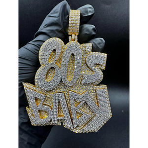 Collar con Colgante de Nombre de Bebé de los Años 80, con Diamantes de Moissanita, Estilo Hip Hop, Chapado en Oro, Joyería Personalizada, Regalo para Hombres y Mujeres - Product Image 1