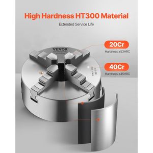 Mandrino per tornio a 4 griffe da 8 pollici (200 mm) con piastra di supporto autocentrante filettata da 1 1/2 pollici-8, 0,16-7,87 (4-200 mm) Clampi - Product Image 2