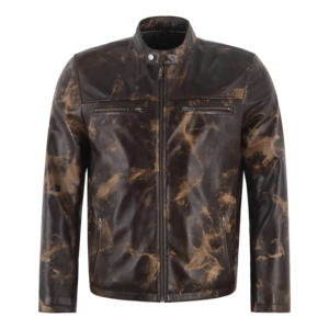 Chaqueta de Cuero Napa 100% Genuino Personalizada Estilo Cafe Racer para Hombre, Cuello Alto, Cierre de Cremallera, Forro de Poliéster, Chaqueta de Motero al por Mayor - Product Image 1