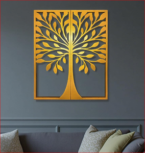 Décoration murale en métal en forme d'arbre, décoration murale pour la maison, art mural parfait pour le salon/l'hôtel/le restaurant/la chambre à coucher, 24 x 18 pouces, or, lot de 2 - Product Image 4