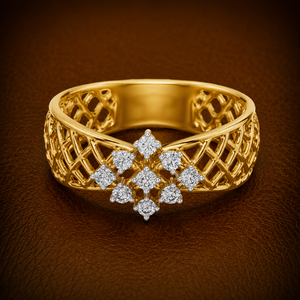 Round Cut Lab Grown Diamond <b>Ring</b> 14K 18K Solid Gold Vintage Cluster Wide Filigree <b>Band</b> DEF VVS Bridal Wedding <b>Ring</b> OEM Wholesale - Product Image 1