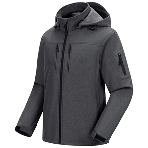 Custom Logo Men's Softshell <b>Jacket</b> Waterproof Detachable Hooded Windbreaker Charcoal Grey Tactical <b>Fleece</b> <b>Lined</b> Coat - Product Image 1