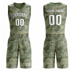 Conjunto de Uniforme de Baloncesto Personalizado con Camuflaje Azul, Sin Mangas, Cuello en V, Poliéster que Absorbe la Humedad, Unisex, para Adultos, Todas las Temporadas, Sublimado - Product Image 6
