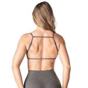 Soutien-gorge de sport athlétique à fines bretelles gris pour femme, soutien-gorge d'entraînement doux et extensible pour la course, le yoga, la gym, le fitness et les activités sportives - Product Image 2