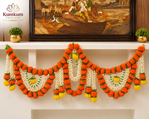Artificial Metal Marigold <b>Flower</b> Toran Door Hanging Indian Wedding Diwali Indoor Outdoor Festive Home <b>Decor</b> Garlands - Product Image 3