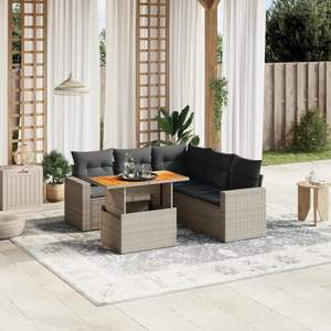 Conjunto de Sofá de Jardín de Ratán PE Gris con Reposabrazos Ajustables Grandes, Cómodo y Elegante - Product Image 1