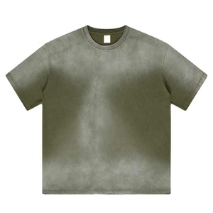 Men's Olive Green Short Sleeve O-Neck T-Shirt Regular Fit Casual Jersey Cotton Solid Color Plain Dyed <b>Knitted</b> - Product Image 1