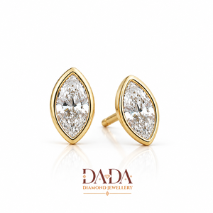 Modern Leaf Shape Marquise Lab Grown Diamond Stud Earrings Gold Rhodium Plated Classic Elegant Bezel <b>Frame</b> Fine Jewelry - Product Image 1