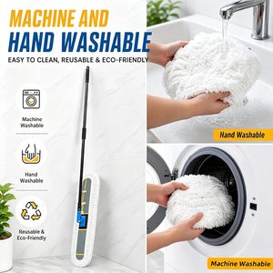 A&S Durable Tête de balai serpillère 5x24 avec fil de coton à extrémités coupées, manche en aluminium et essorage automatique pour le nettoyage de plusieurs sols - Product Image 4