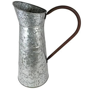 Jardinière en métal de style vintage, shabby chic, bleu clair, galvanisée, avec poignée décorative en spirale, pour extérieur/intérieur - Product Image 6