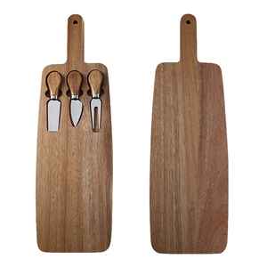 Ensemble de planches à fromage en bois d'acacia, planche à charcuterie avec ensemble de couteaux, plateau de service, planche à découper en bois, ensemble cadeau - Product Image 4