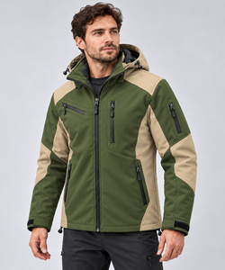 Chaqueta Softshell Gruesa para Hombre, Diseño Personalizado, Resistente al Viento, Forro Polar, Bolsillos con Cremallera, Capucha, para Senderismo y Escalada - Product Image 4