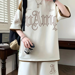 ชุดเสื้อยืดและกางเกงขาสั้นผู้ชายสไตล์ลำลองระบายอากาศได้ดี เสื้อแขนสั้นสำหรับออกกำลังกาย ชุดโอเวอร์ไซส์สำหรับผู้ชาย - Product Image 5