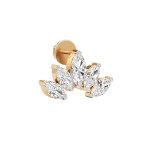 Boucles d'oreilles clous en or jaune de luxe avec diamants taille marquise en forme de fleur pour femme, bijoux de mariage - Product Image 3