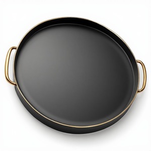 Bandeja de metal negro dorado Obsidian Regal diseñada para mesas de lujo, salones elegantes, hoteles y espacios de vida contemporáneos. - Product Image 4