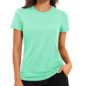 Compre Ahora Camiseta Deportiva para Mujer, Tejido Elástico Ligero, Resistente al Sudor, Ropa de Gimnasio para Mujer, Suministro OEM ODM - Product Image 1