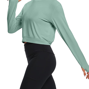 Haut de yoga en gros pour femmes, fin, respirant, à séchage rapide, pour le printemps et l'automne, idéal pour la course et le fitness, avec logo imprimé - Product Image 2