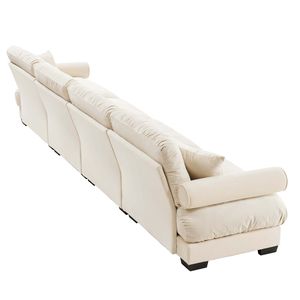 Divano Componibile in Velluto Super Confortevole e Oversize con Pouf Mobile, Braccioli Imbottiti e Seduta Profonda per Soggiorno - Product Image 6