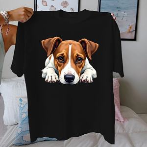 Perro que se parece a un Jack Russell Terrier Camiseta cómoda de algodón puro para mujer - Product Image 1